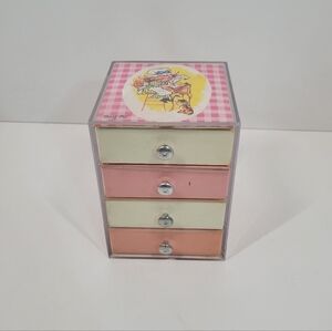 Vtg 70's Polly Pal Gingham  Girl Pink Plastic Accessory Organizer Drawers Box